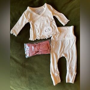 Caden Lane NB pajamas and bow set